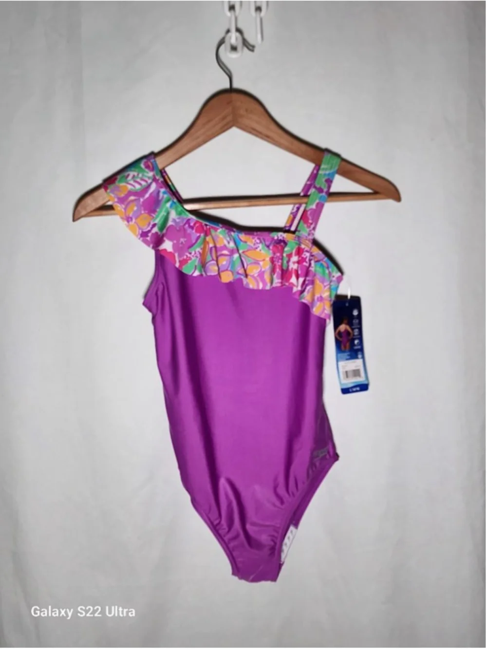 Girls Speedo One Piece Swimsuit L Purple Multicolor
